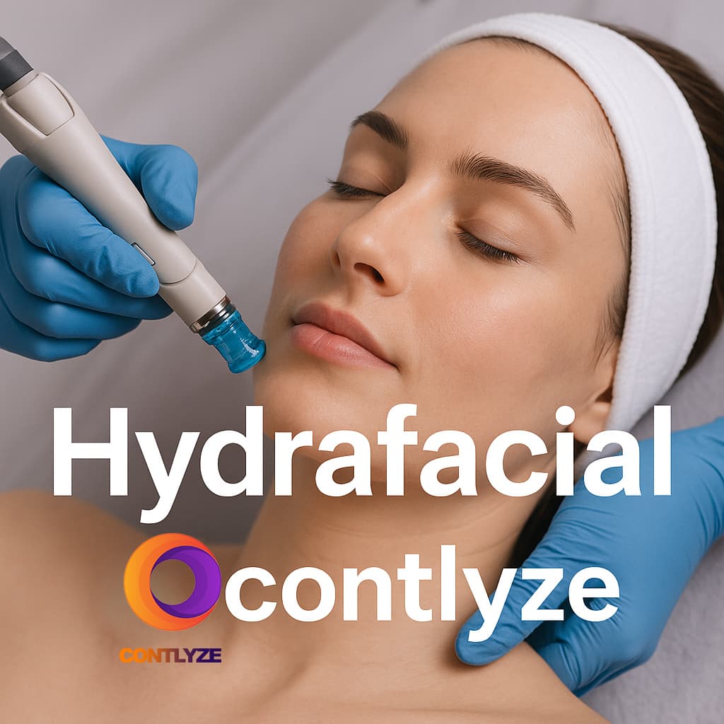Hydrafacial 2025 guide cover image with Contlyze branding