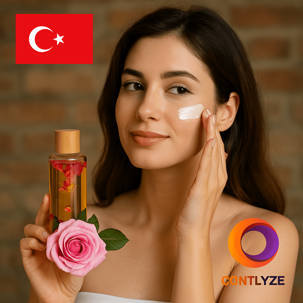 Turkish skin care professional applying product with Contlyze branding